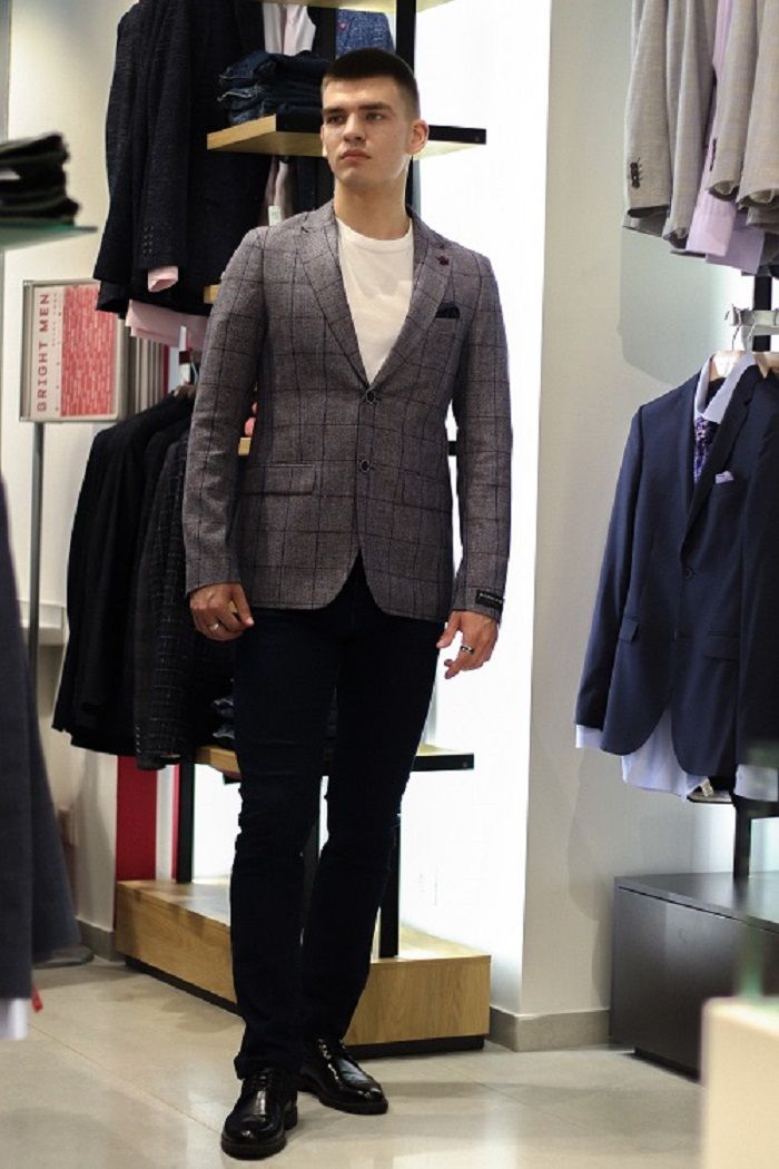 Пиджак мужской  коричневый в клетку BARKLAND СИНКЛЕР