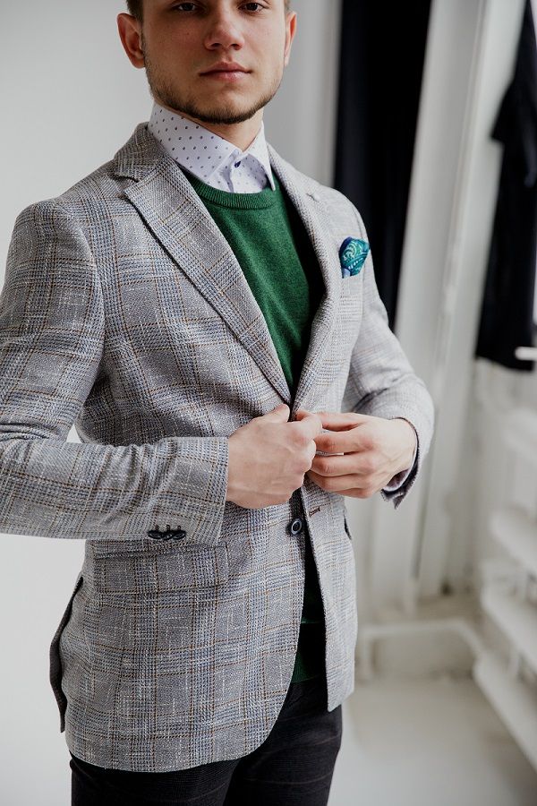 Пиджак мужской  бежевый однотонный TRUVOR 4612KVB, тк. СПО33569