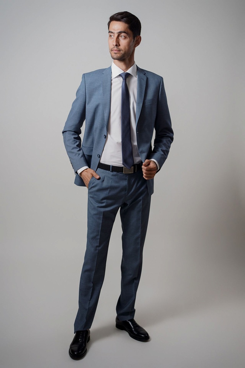 Костюм мужской   белый в клетку TRUVOR 1462VB 304 тк.СПО38904