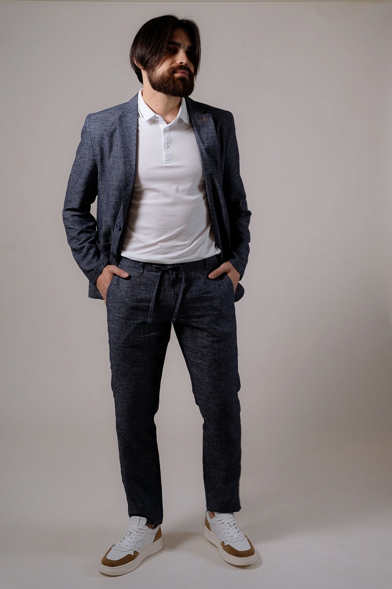 Брюки мужские классические без стрелок синий Royal Spirit Бурвиль