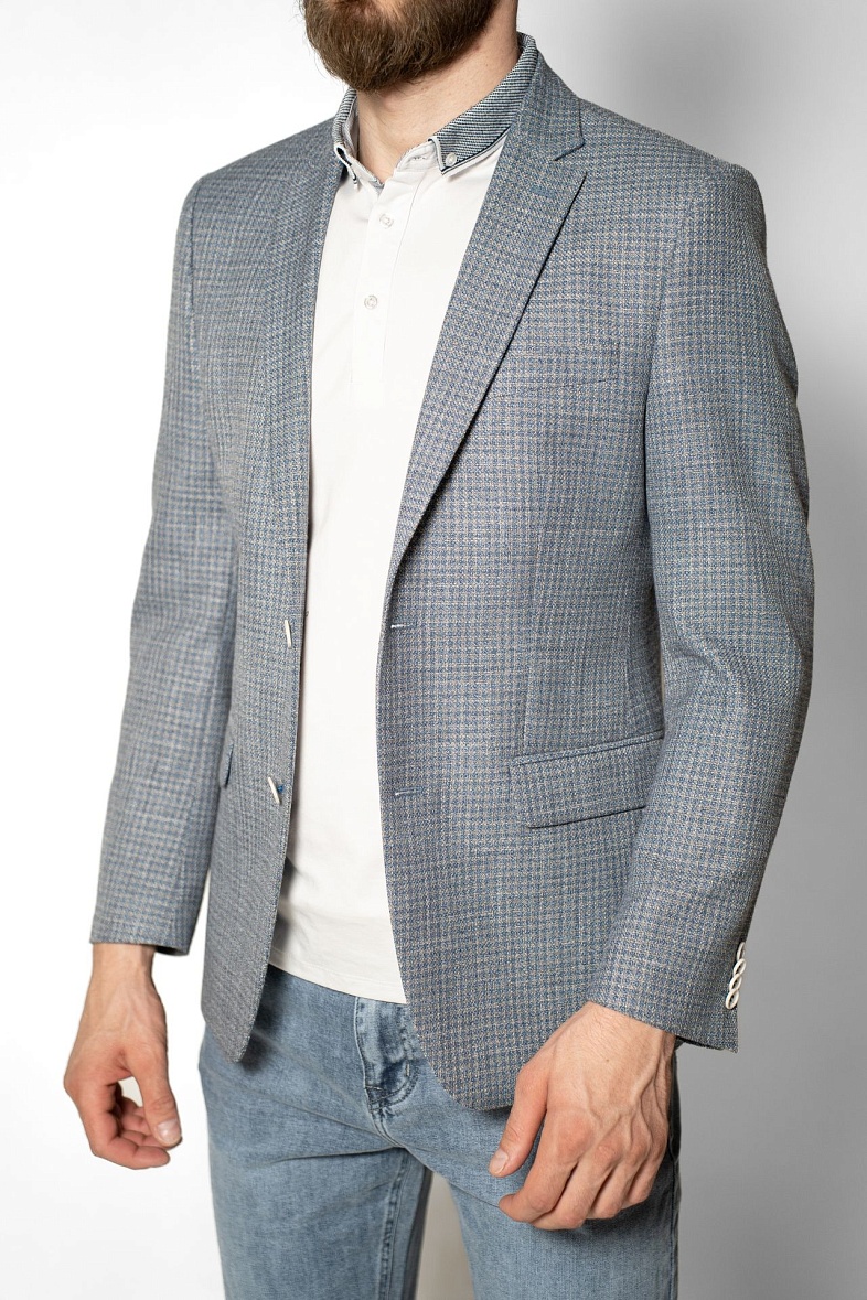 Пиджак мужской  голубой в клетку VALENTI 4224-VT-35S