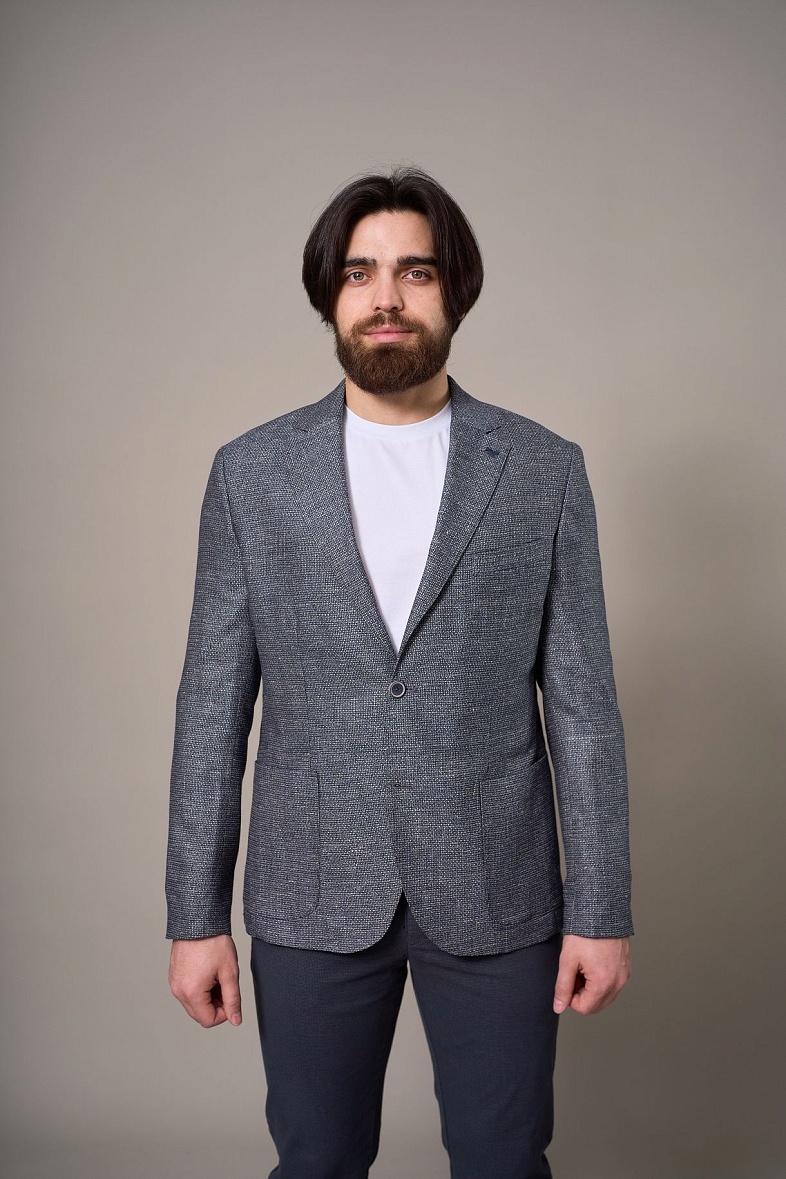 Пиджак мужской полуклассический синий фактурный SMART MEN 41438.0009 син