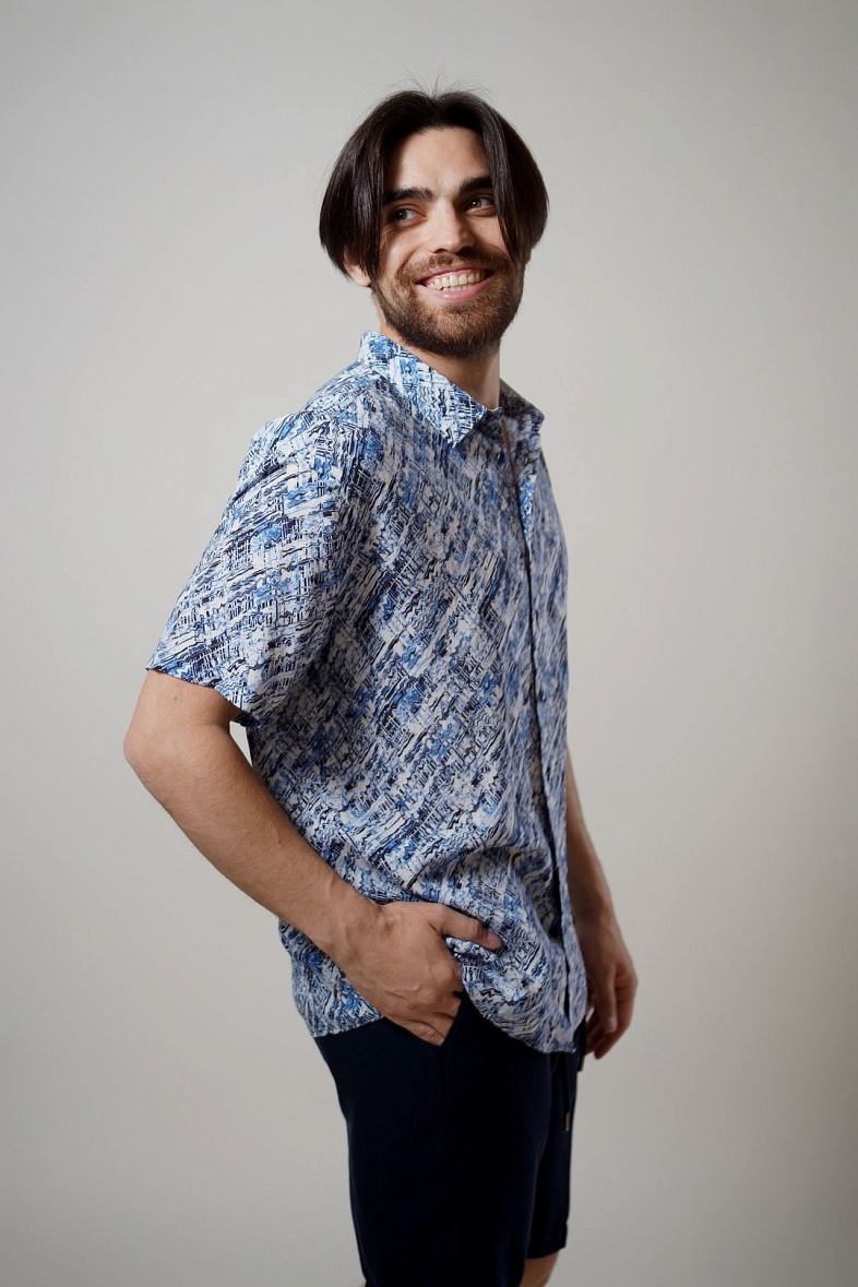 Рубашка мужская короткий рукав синий no brand 8940