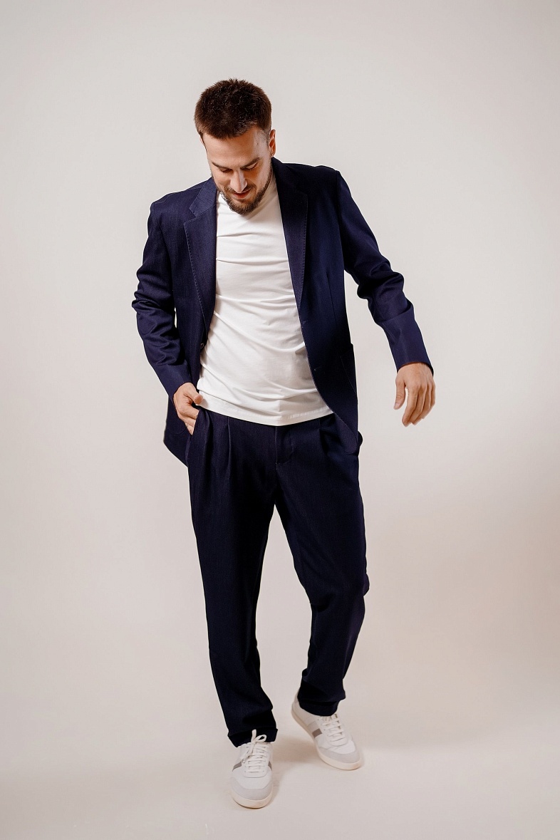 Брюки мужской   синий меланж Adam Soul 6277\6