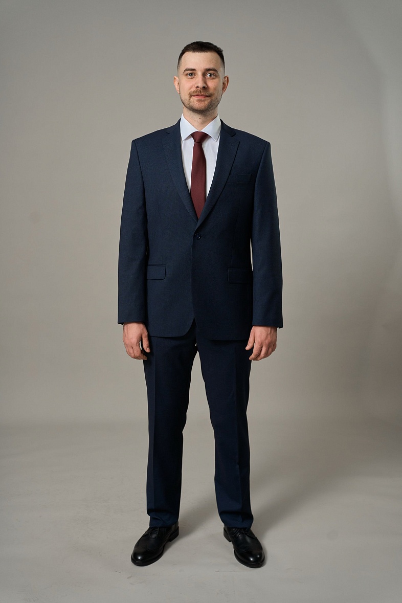 Костюм мужской классический двойка синий в клетку TRUVOR 2802 339 тк.СПО40157