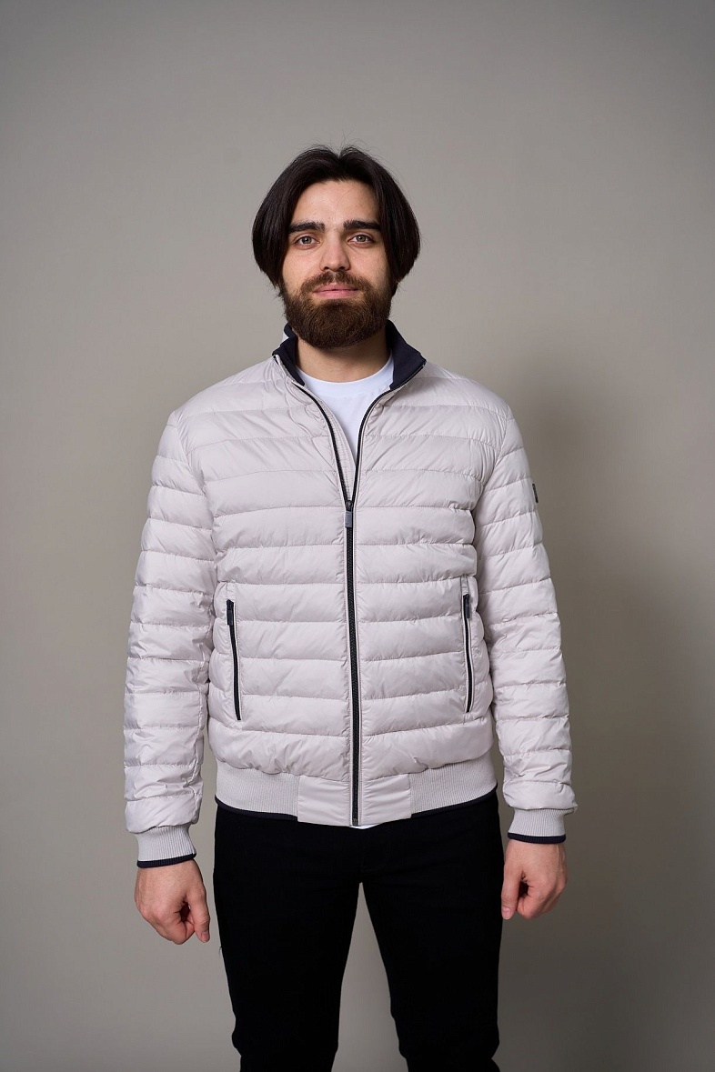 Куртка мужская на синтетическом пуху с отд. из трикотажа белый MADZERINI JOY/J050-224 (серый)