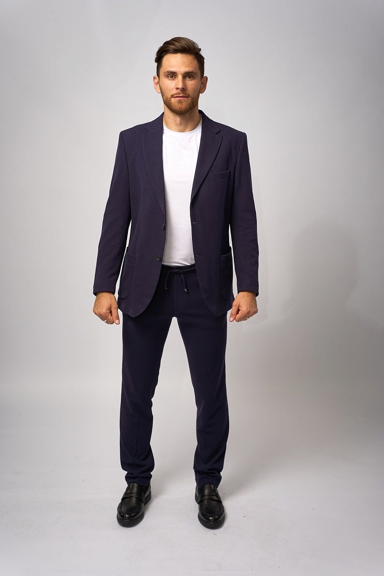 Костюм мужской кежуал двойка синий однотонный Pisero 3008-2