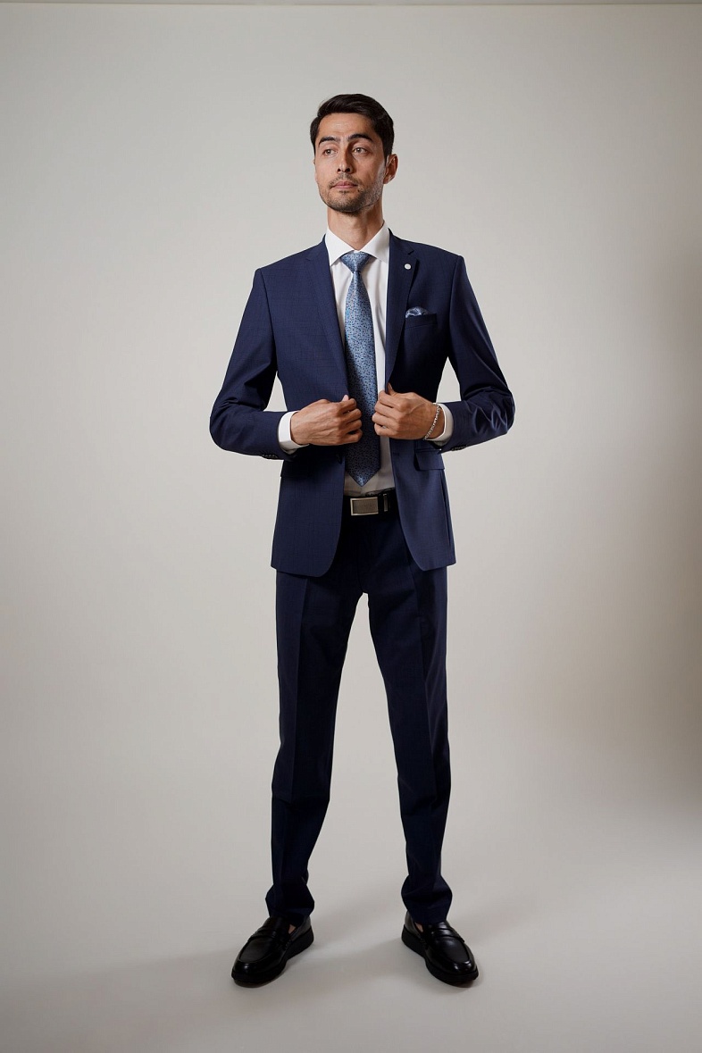 Костюм мужской   синий в клетку TRUVOR 1462VB 304 тк.СПО39387