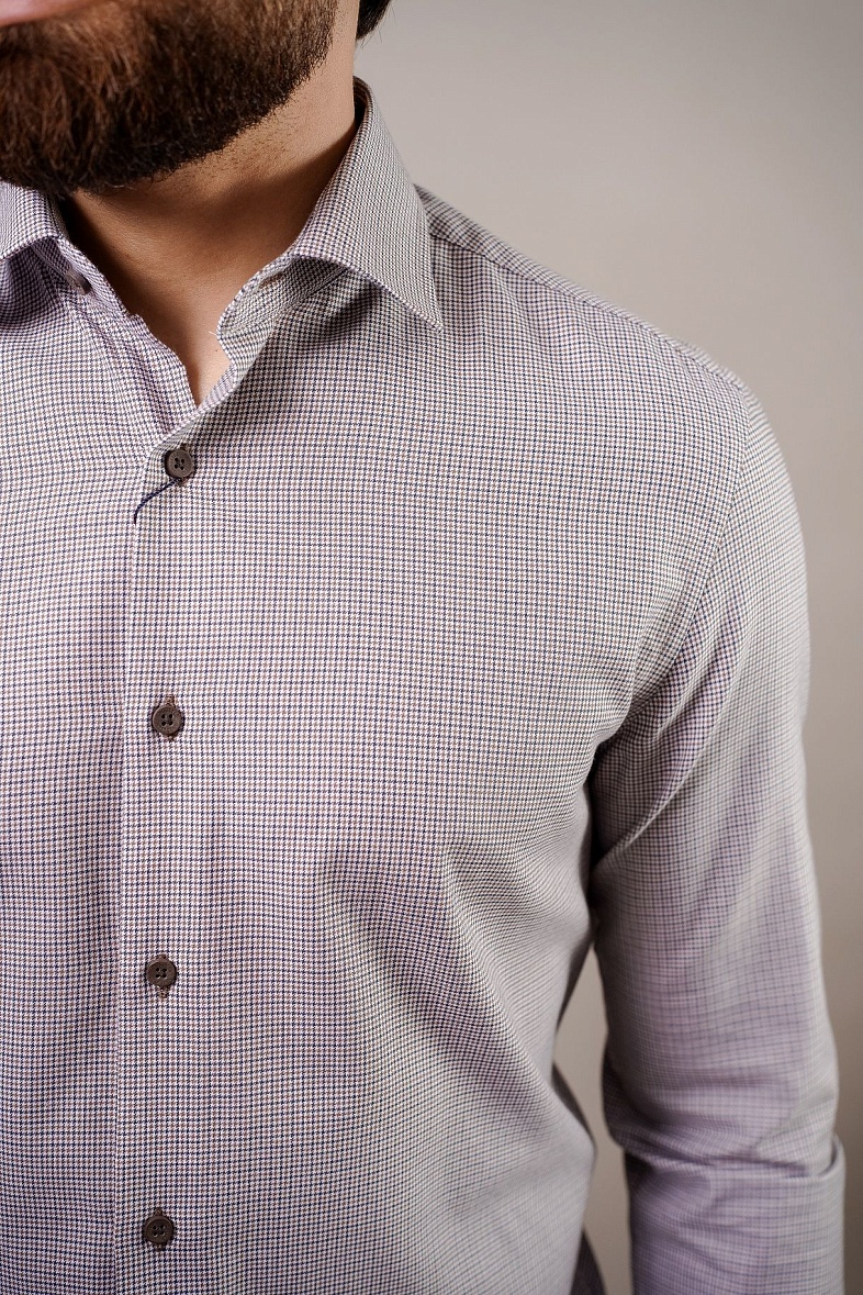 Рубашка мужская длинный рукав коричневый GROSTYLE SS018063