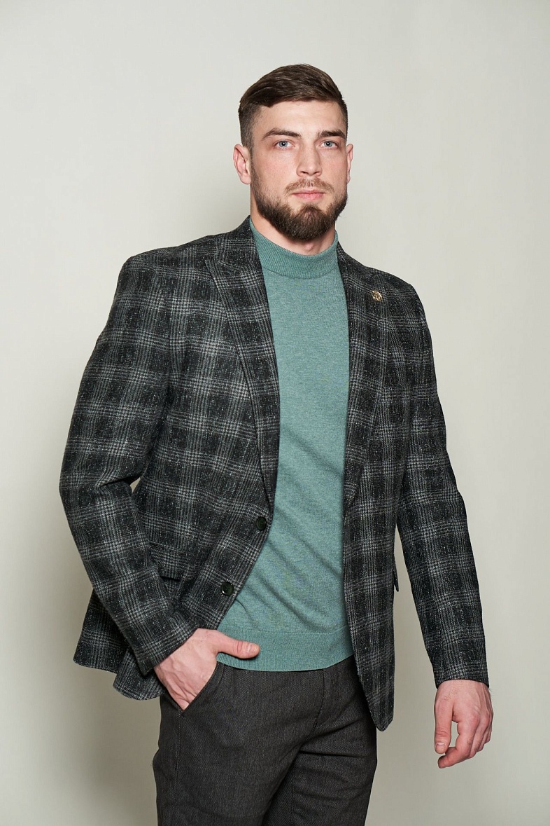 Пиджак мужской  черный в клетку Belfor В224778