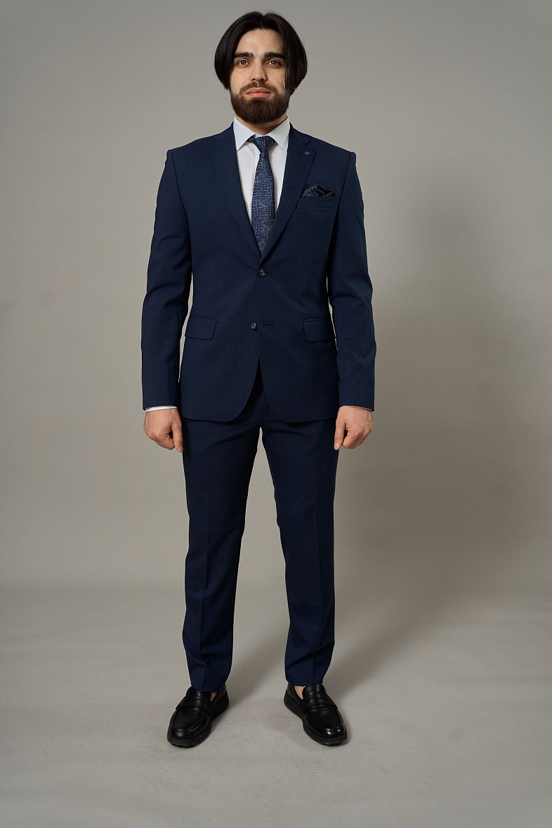 Костюм мужской классический двойка синий в клетку TRUVOR 2412V 3079 тк.СПО40270