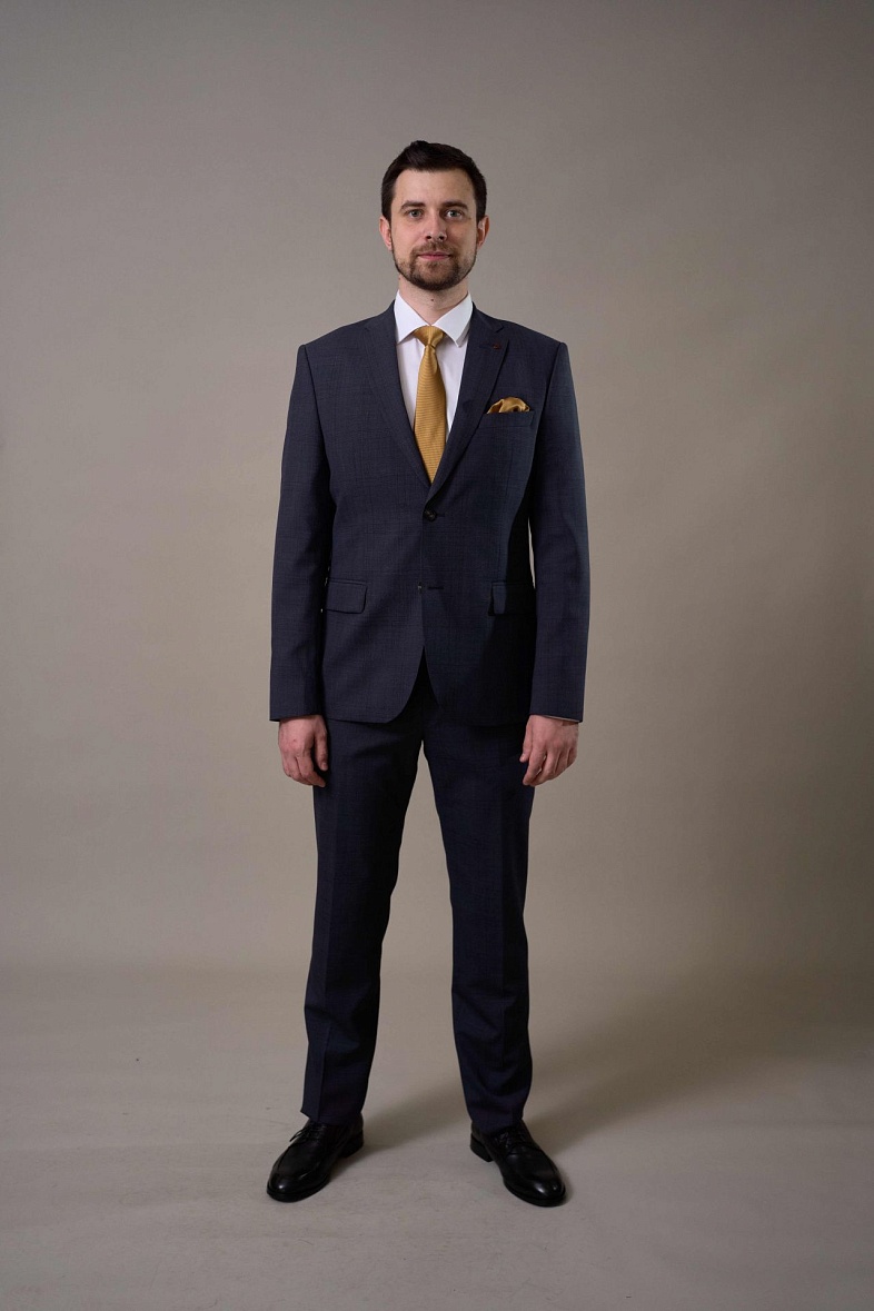 Костюм мужской классический двойка серый в клетку TRUVOR 2412V 3079 тк.СПО41523