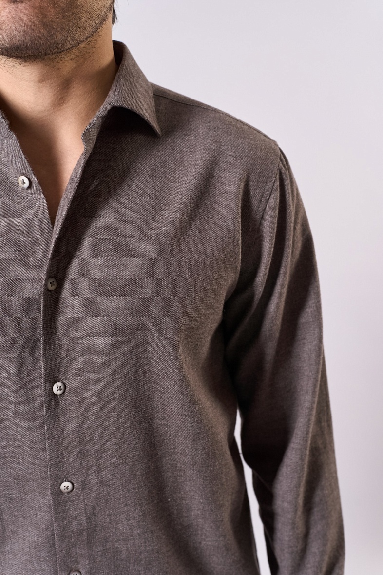 Рубашка мужская длинный рукав коричневый VESTER 59314 цв. 07