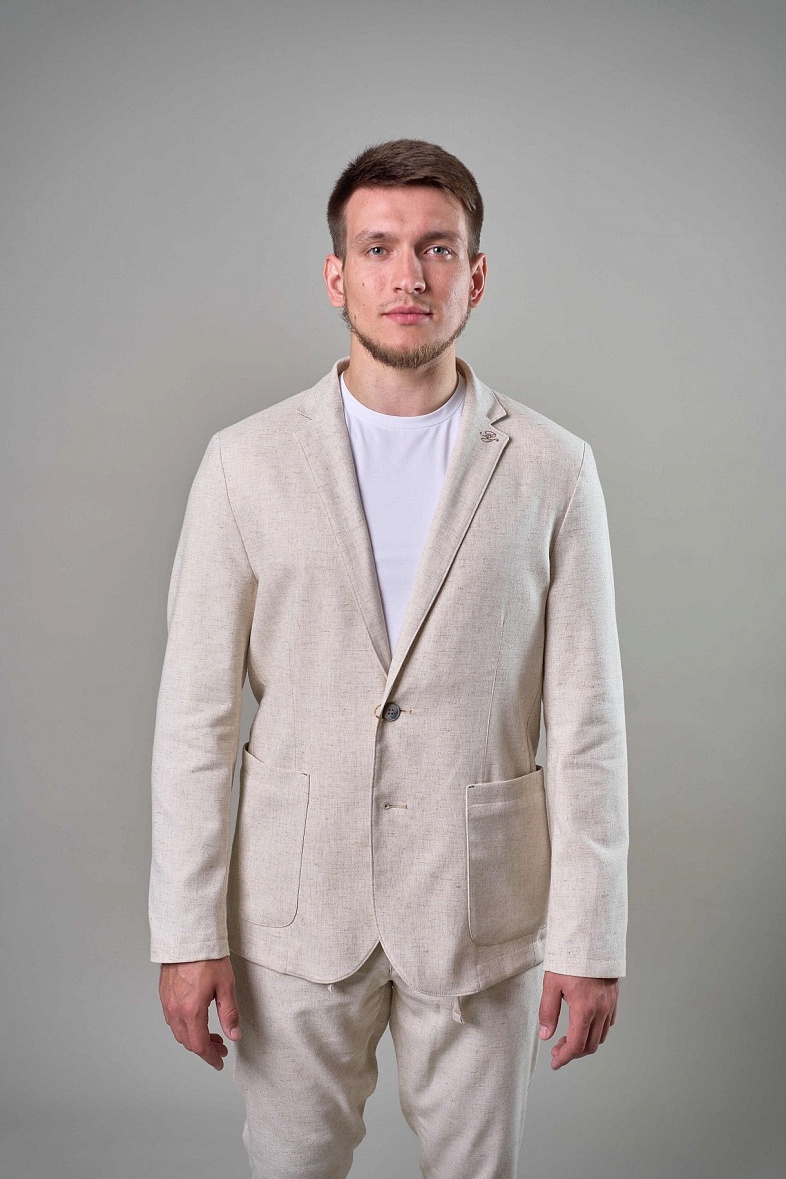 Пиджак мужской кежуал  бежевый меланж Royal Spirit Борг