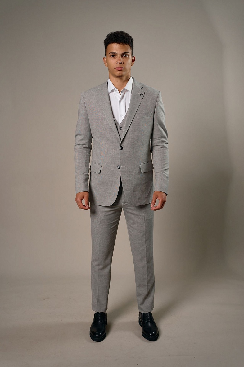Костюм мужской классический тройка серый фактурный SMART MEN 45406 серый