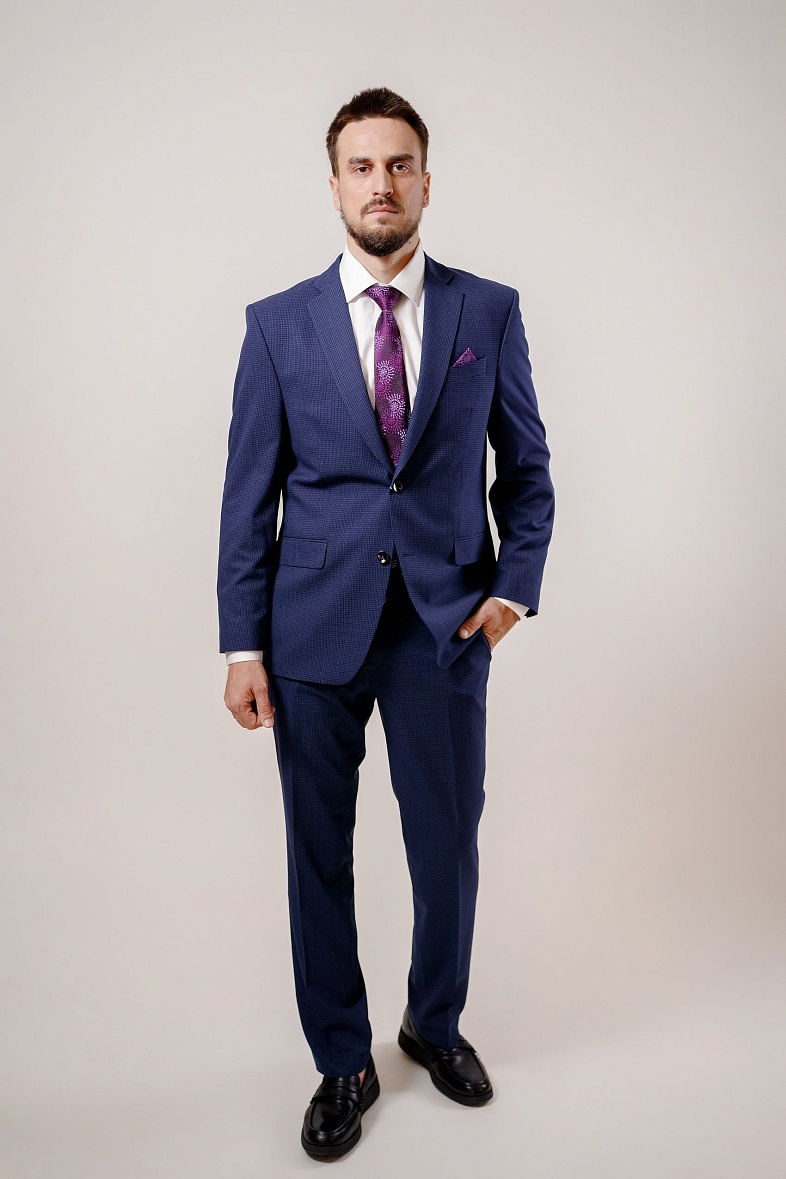 Костюм мужской   синий в клетку TRUVOR 2802V 339 тк.СПО38746