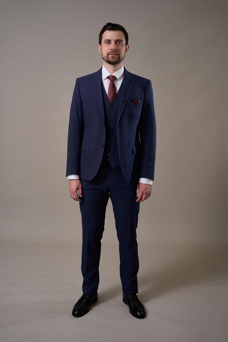 Костюм мужской классический тройка синий однотонный Adam Soul 220\612Od\Barsa\C KC 