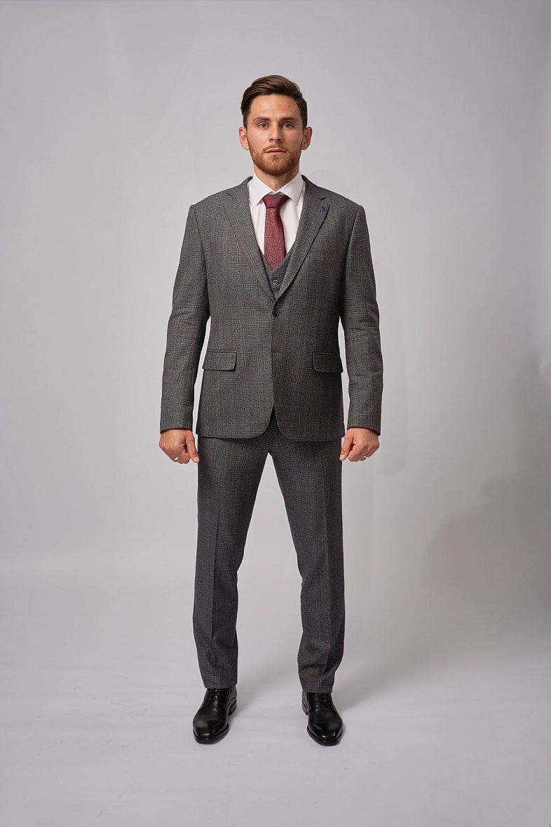 Костюм мужской классический тройка серый в клетку SMART MEN 45345 серый клетка