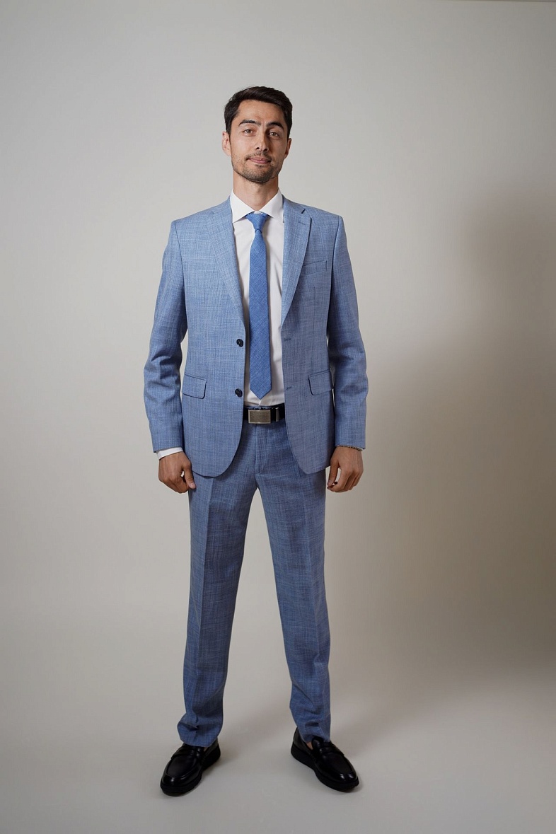 Костюм мужской   голубой меланж TRUVOR 2412 3079 тк.СПО38814