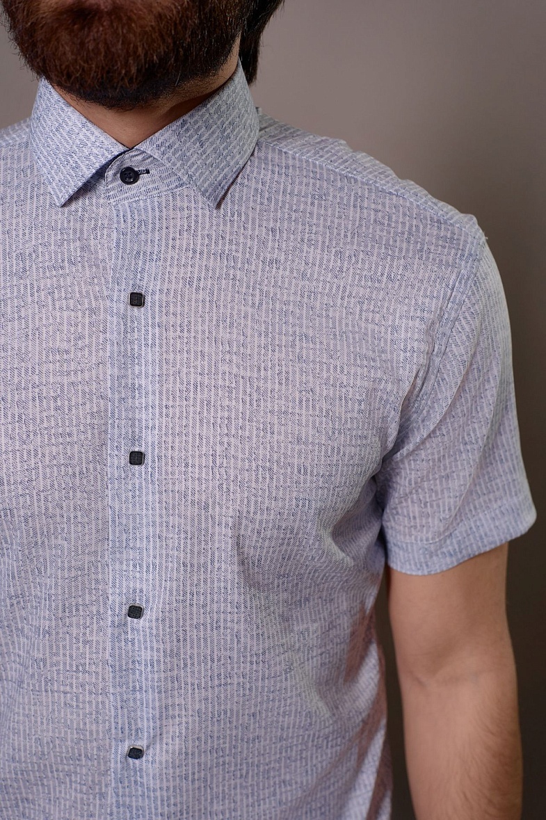 Рубашка мужская короткий рукав белый NINO PACOLI Разноцветная с рисунком