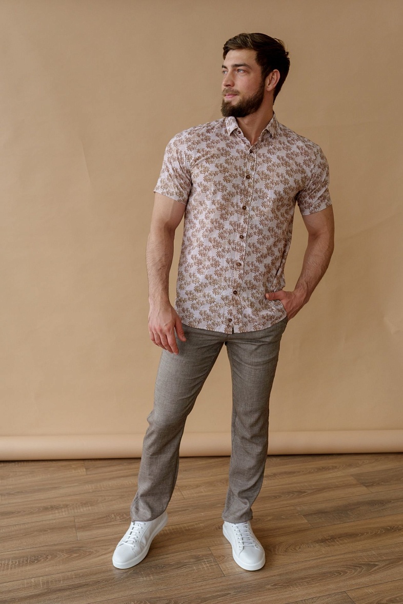 Брюки мужские классические со стрелками коричневый BATTLEBORN 217 поло