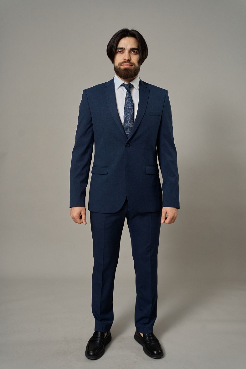 Костюм мужской классический двойка синий меланж TRUVOR 1462 3045 тк.CПО40286