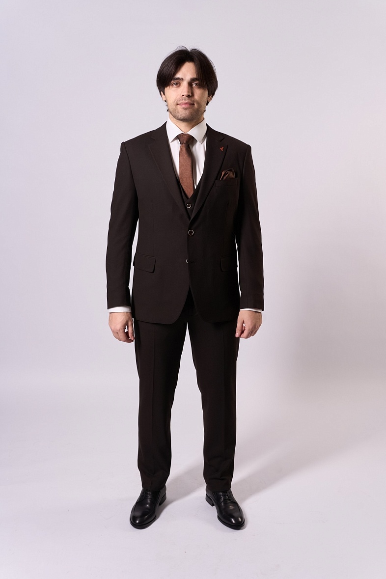 Костюм мужской классический тройка коричневый однотонный MCR 4539125Y0004 Коричневый