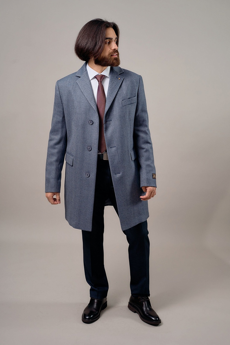 Пальто мужское голубой Bazioni 2053 MS BORGO LT.BLUE