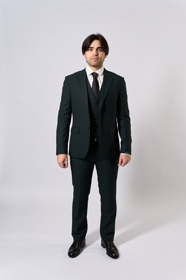 Костюм мужской классический тройка зеленый в клетку Adam Soul 20\2 Md\1B\C