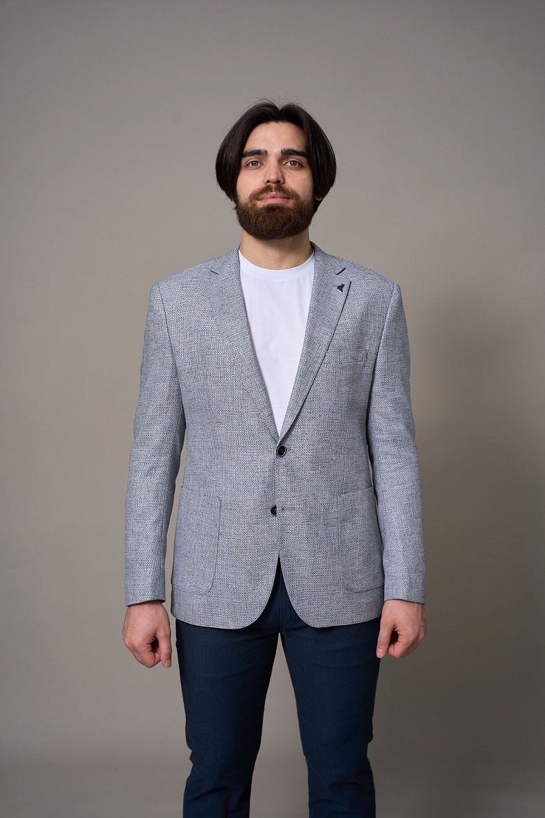 Пиджак мужской полуклассический голубой фактурный SMART MEN 41425.0009 голуб