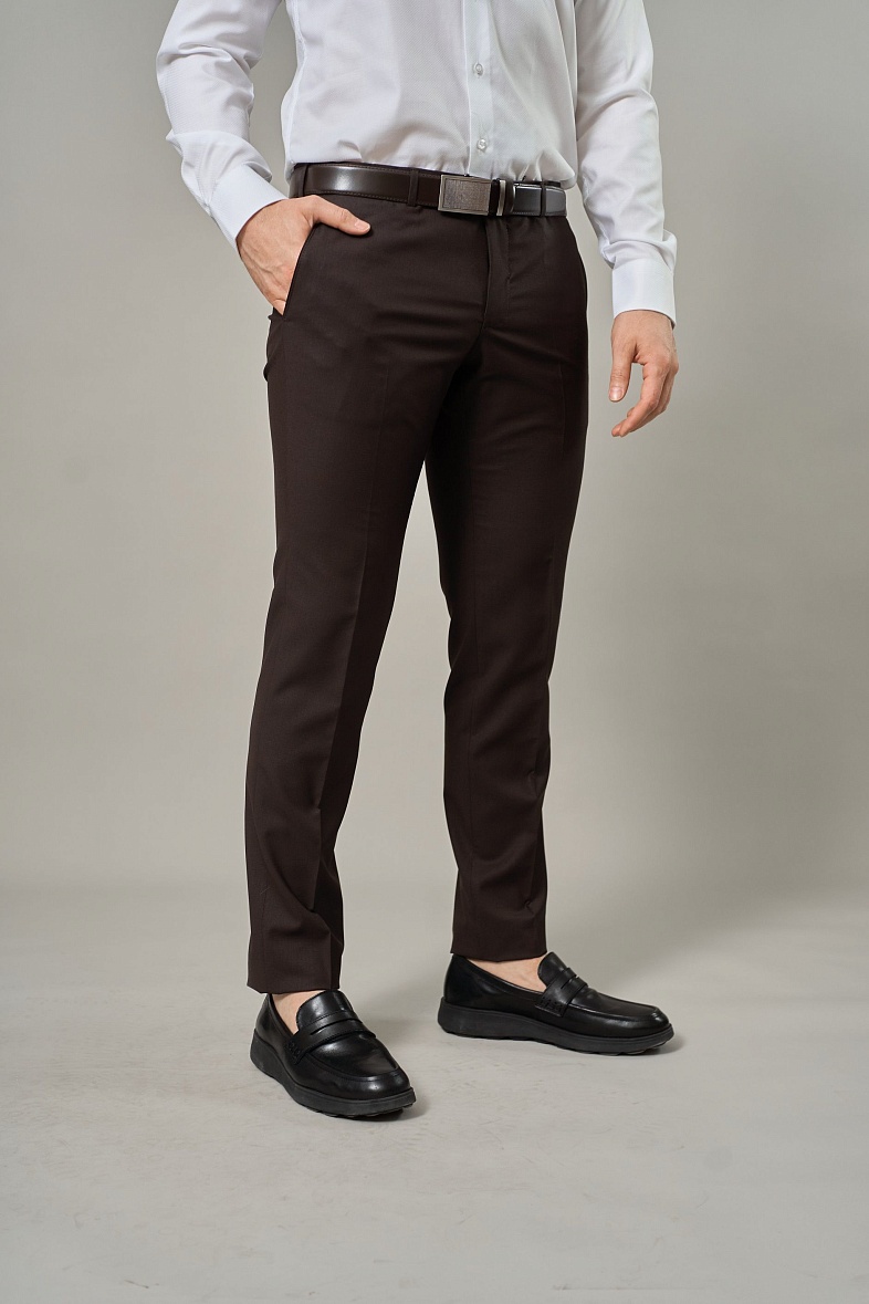 Брюки мужские классические со стрелками коричневый MARCELLO GOTTI 15894-1510