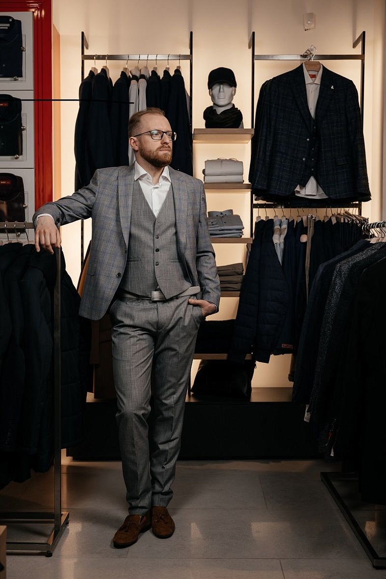 Костюм мужской   серый в клетку Wemsey т.3722*VAIO