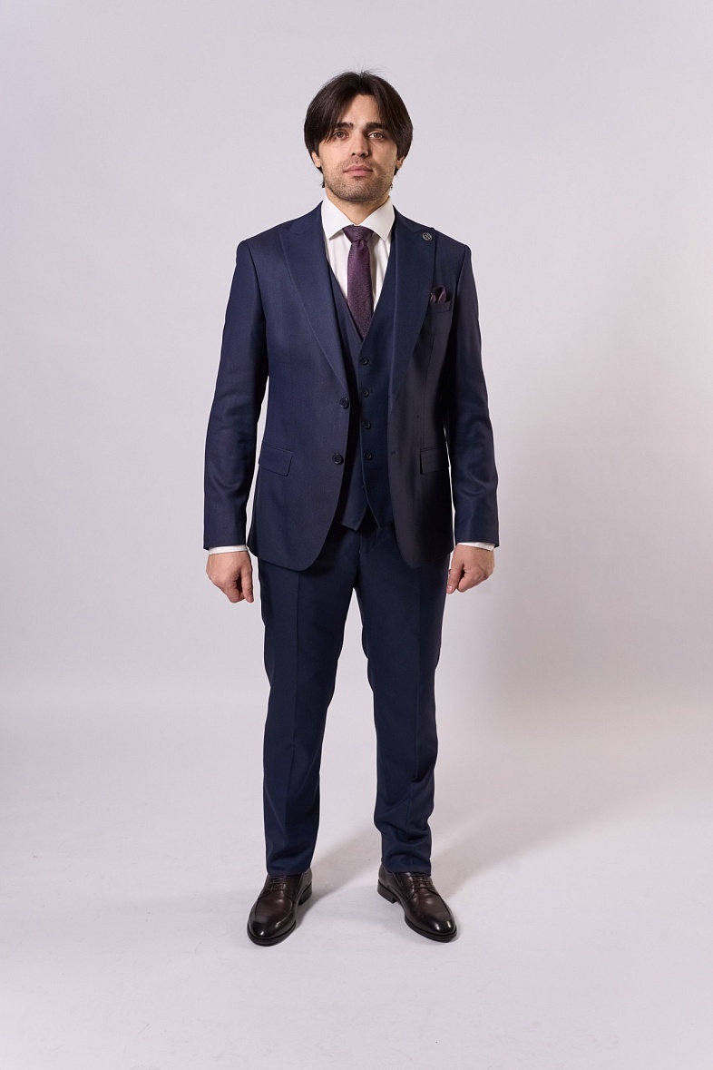Костюм мужской классический тройка синий однотонный Belfor BF23WYT01446 Синий