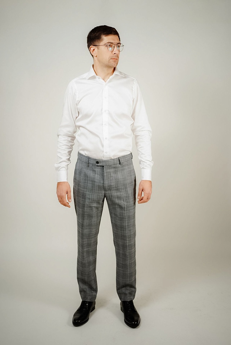 Брюки мужские классические со стрелками серый, белый Luxor 804-0158.E417.Y000.L.S0211