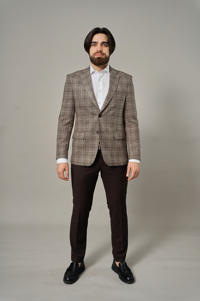 Пиджак мужской полуклассический  в клетку TRUVOR 1912 тк.СПО40316