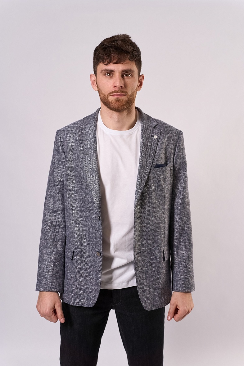Пиджак мужской кежуал серый фактурный TRUVOR R4912KVY тк.СПО38873