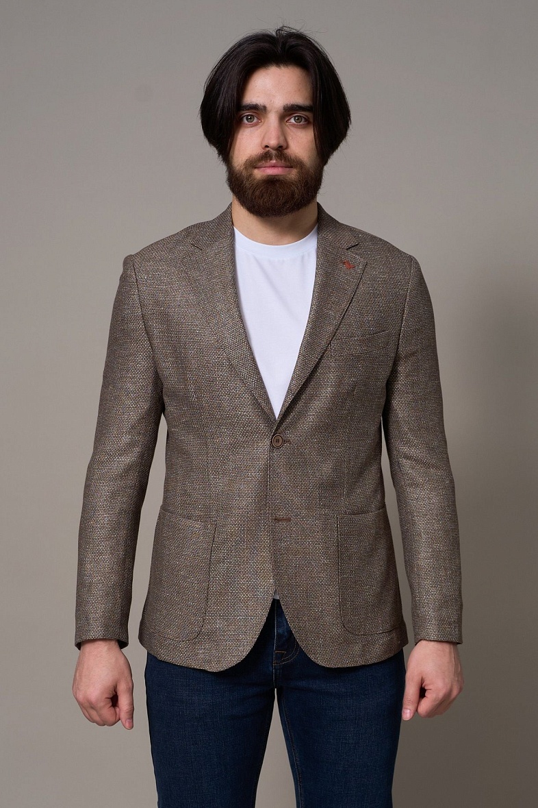 Пиджак мужской полуклассический бежевый фактурный SMART MEN 41438.0014 песочн