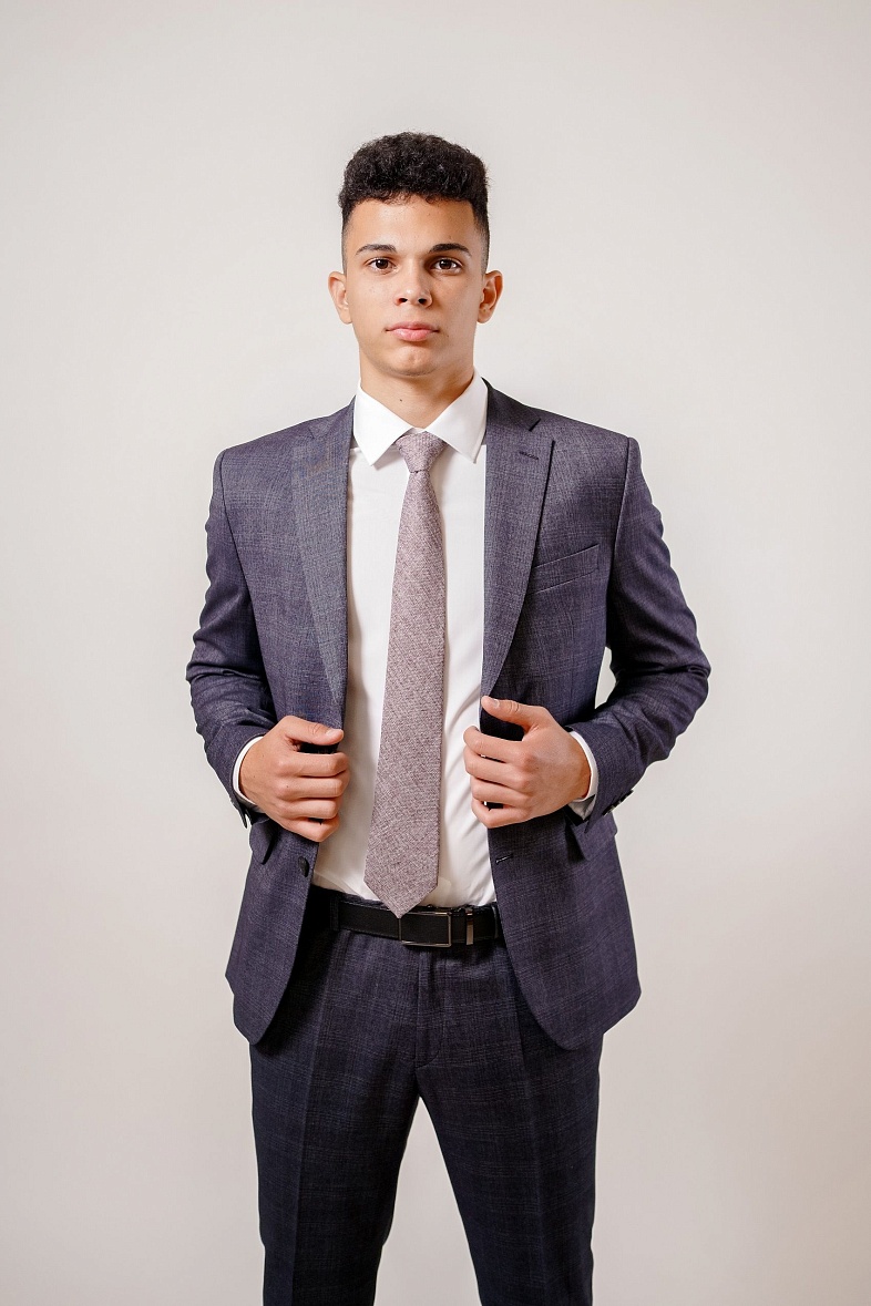 Костюм мужской   чёрный в клетку TRUVOR 2412 3079 тк.СПО38766