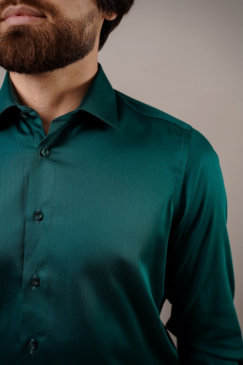 Рубашка мужская длинный рукав зелёный Mario Machardi SF3493s