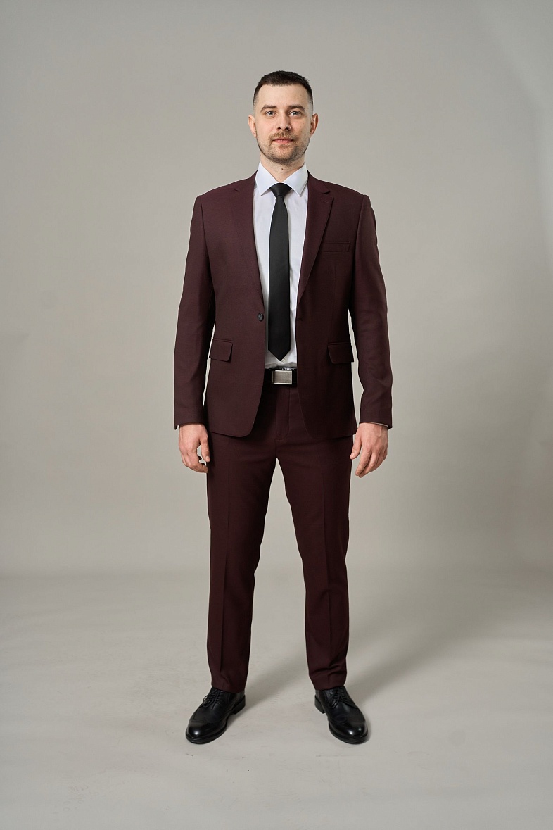 Костюм мужской классический двойка красный однотонный SMART MEN 45227 ц. бордо