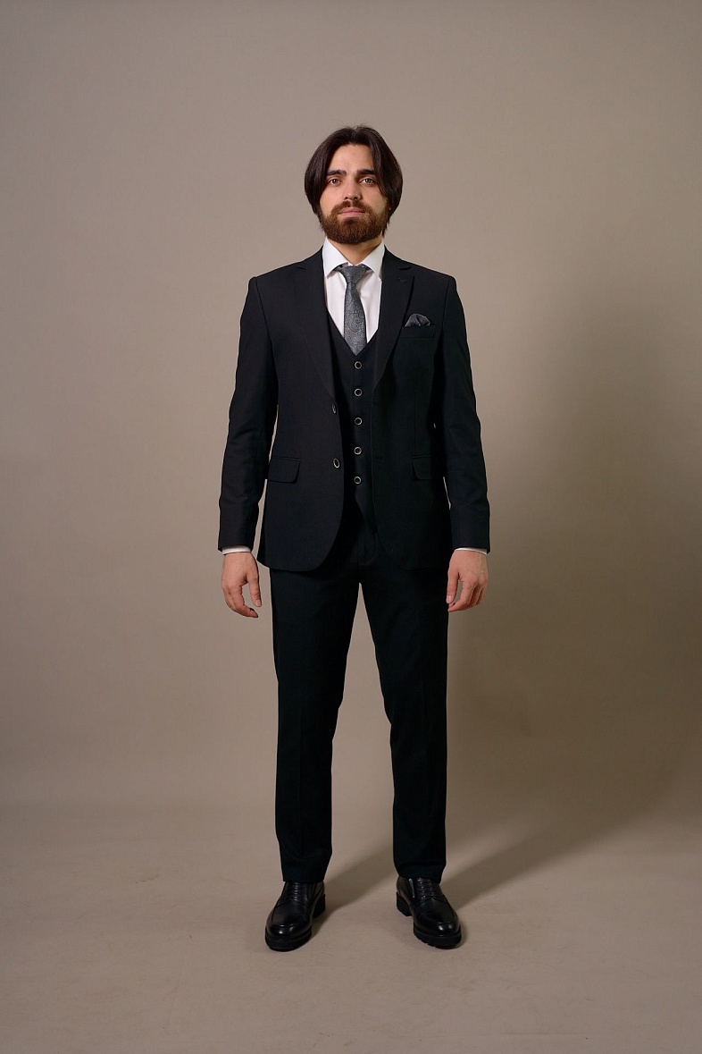 Костюм мужской классический тройка черный фактурный SMART MEN 45391 черный