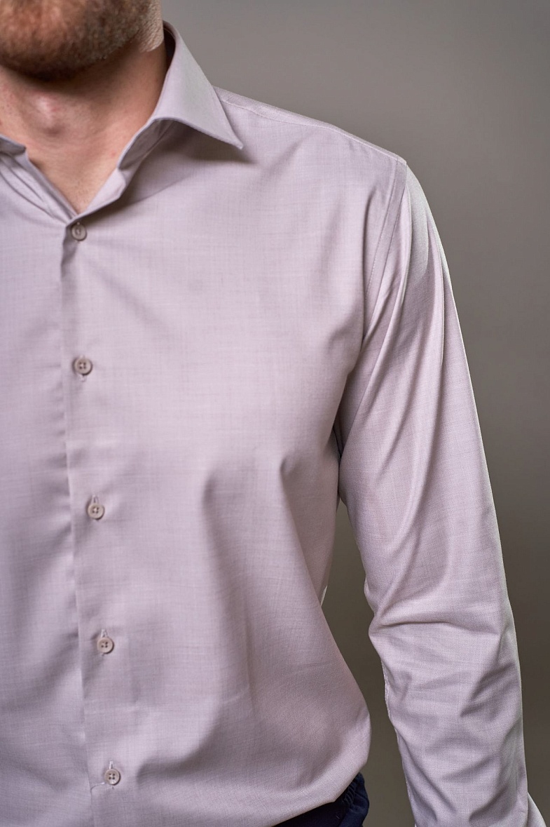 Рубашка мужская длинный рукав бежевый GROSTYLE SS018290