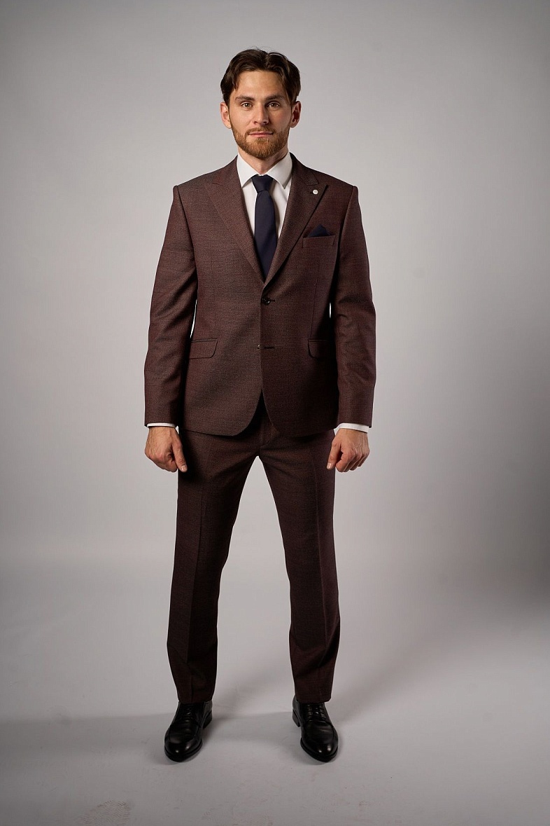 Костюм мужской классический двойка красный фактурный TRUVOR 2332V 3079 тк.СПО42654