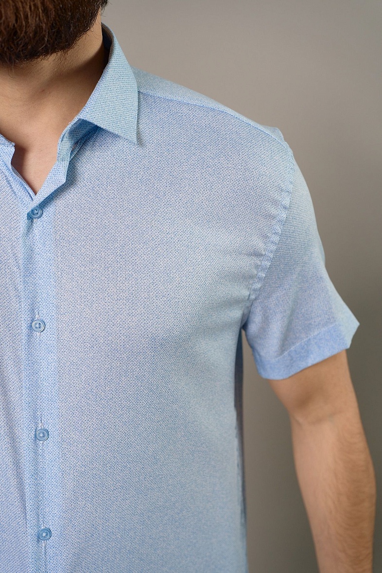 Рубашка мужская короткий рукав голубой NINO PACOLI Голубая