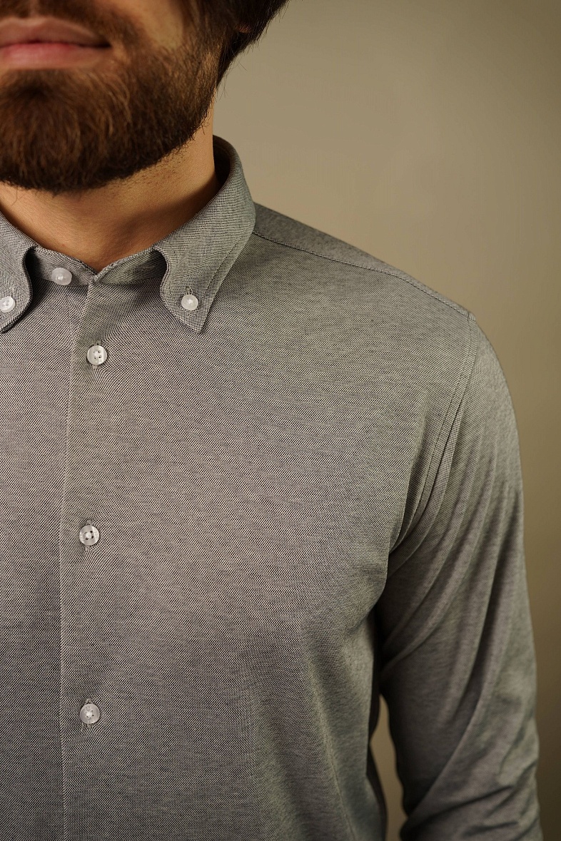 Рубашка мужская длинный рукав серый Pisero SYL grey