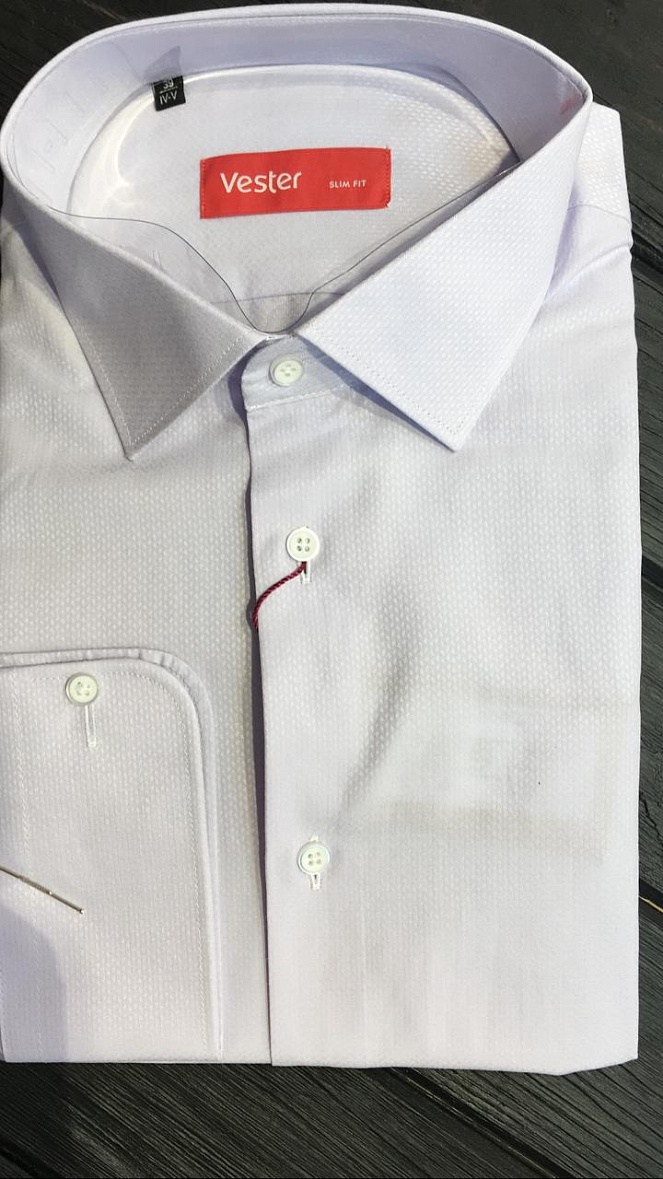 Рубашка мужская длинный рукав белый VESTER 70714 14 цв. 08