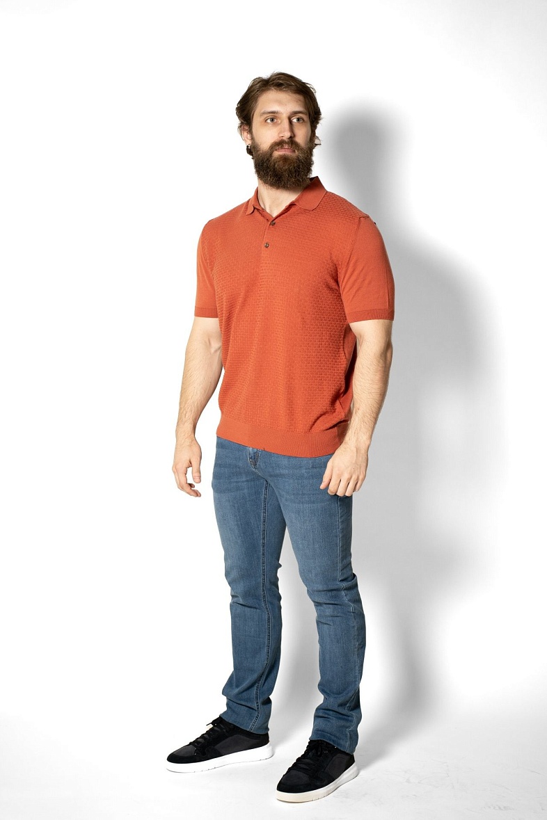 Поло вязаное мужское Pisero цвет оранжевый Pisero 301KLC422-3 терракот