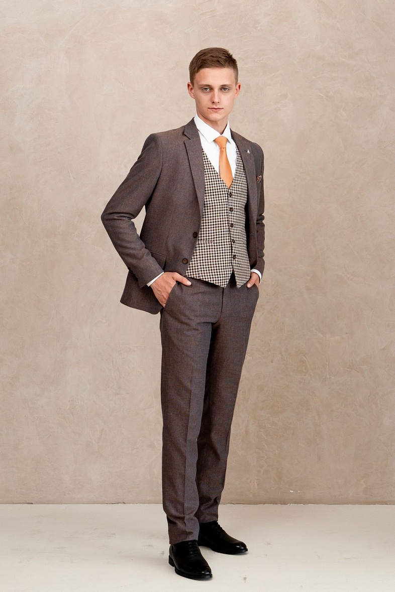 Костюм мужской   коричневый однотонный MCR 40705(коричневый)