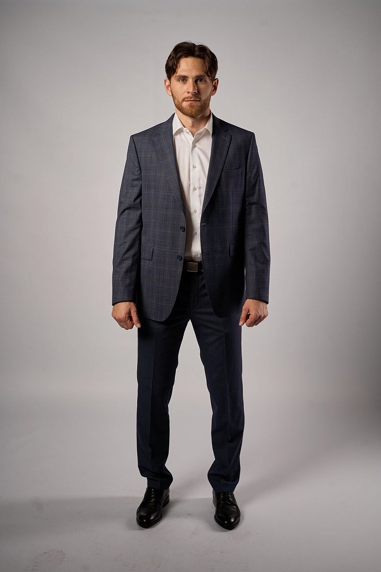Костюм мужской классический двойка серый в клетку Royal Spirit Бирман