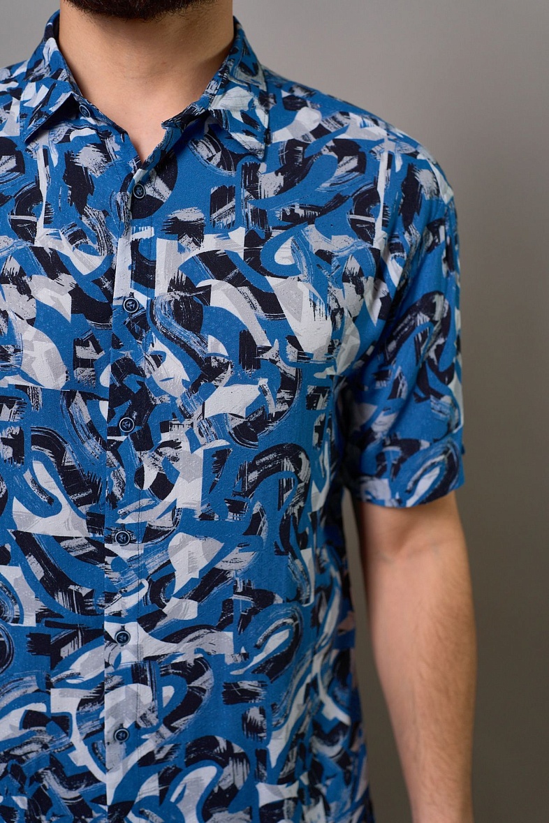 Рубашка мужская  синий SMART MEN 8718 42  синяя